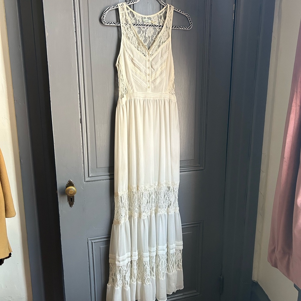 Gorgeous white lace tiered maxi dress